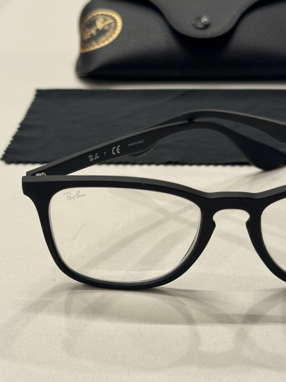 Ray-Ban RB7074 Black Matte Rectangular Glasses with Black Case - Picture 3 of 4